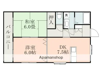 ディアカナⅠ(1LDK/3階)の間取り写真