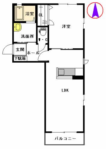 クラヴィエ隼人Ⅰ(1LDK/2階)の間取り写真