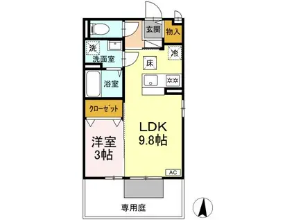 セジュールパルフェⅡ(1LDK/1階)の間取り写真