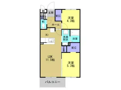 SETTLE 姶良(2LDK/4階)の間取り写真