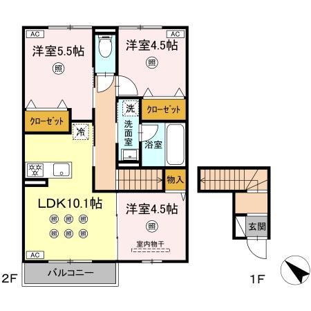 リヴェールあいら(3LDK/2階)の間取り写真