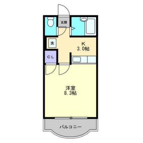 ボヌール武Ⅰ(1K/3階)の間取り写真