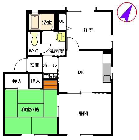 メゾンドフルール B棟(2LDK/1階)の間取り写真