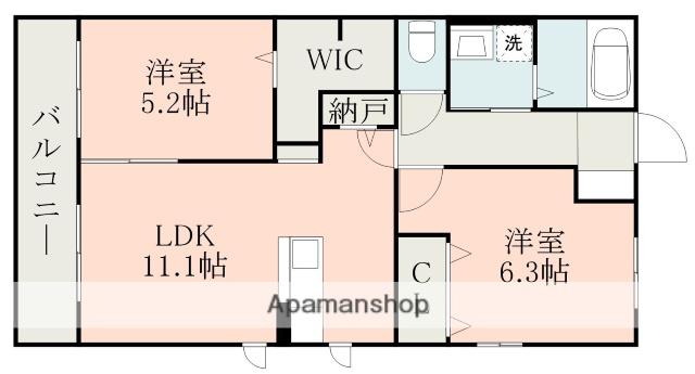 レトアプルミエⅡ(2LDK/2階)の間取り写真