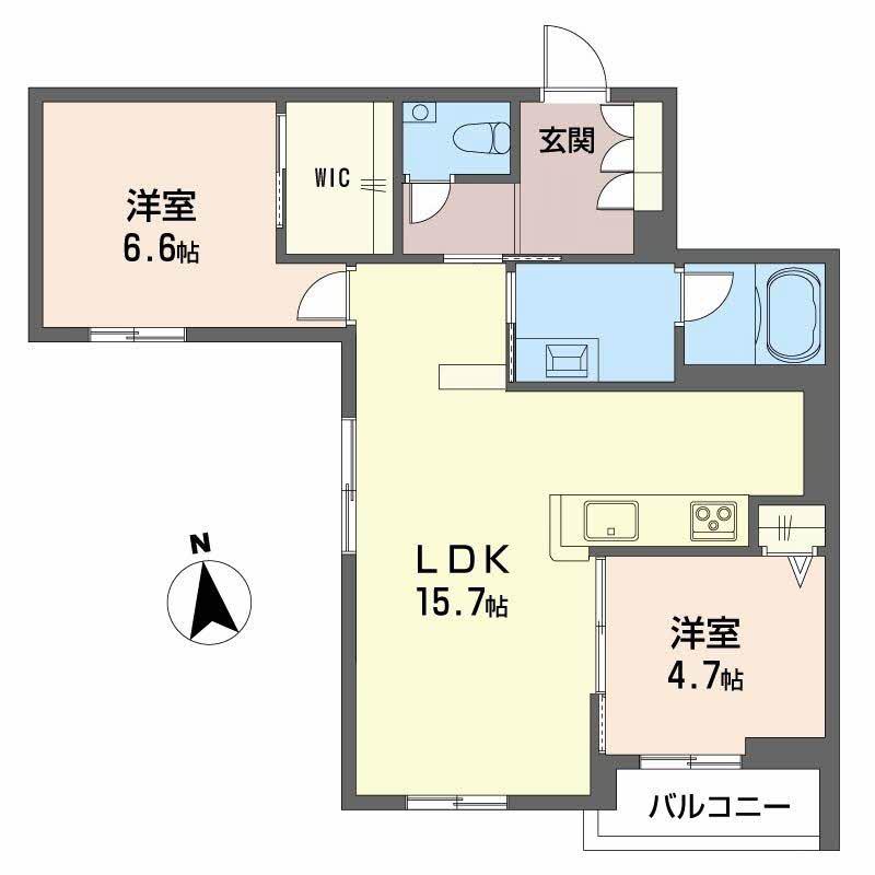 シャーメゾン 武(2LDK/4階)の間取り写真