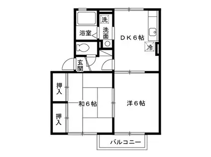 ガーデンコート田崎(2DK/1階)の間取り写真