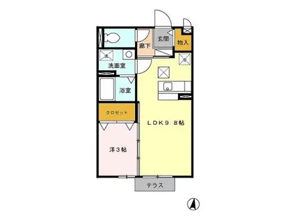 セジュールパルフェⅡ(1LDK/1階)の間取り写真