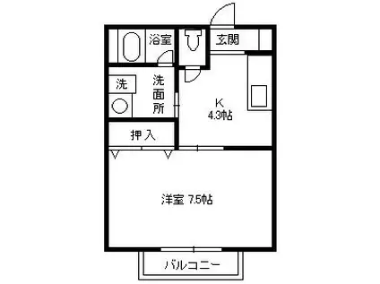 プレミール久保(1K/2階)の間取り写真