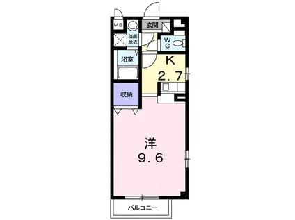 NK坂之上(1K/2階)の間取り写真