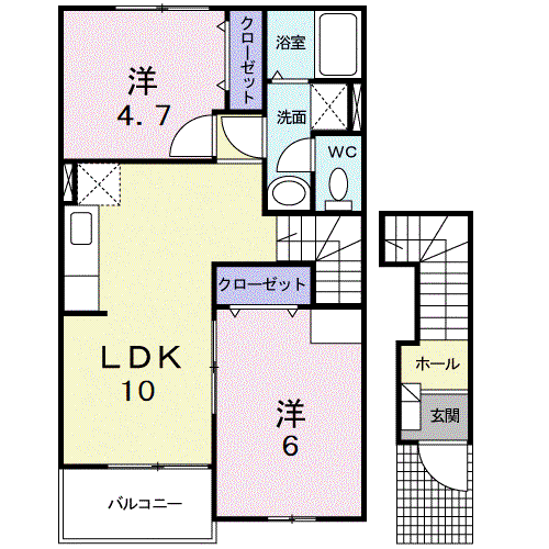 グリーンヒルズ姶良A(2LDK/2階)の間取り写真