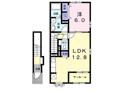 イル ルオーゴB(1LDK/2階)の間取り写真