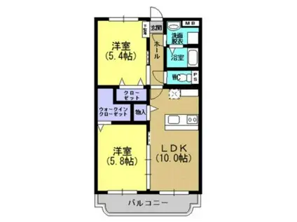 スターリー伊敷(2LDK/2階)の間取り写真