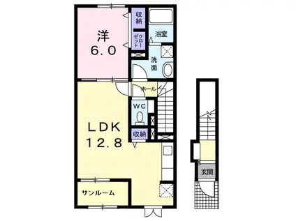 アクアミュー(1LDK/2階)の間取り写真
