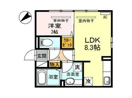 ヴィーブル城山(1LDK/2階)の間取り写真