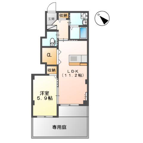 PLAGE(1LDK/1階)の間取り写真