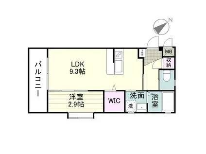 パークハイツ鴨池(1LDK/1階)の間取り写真