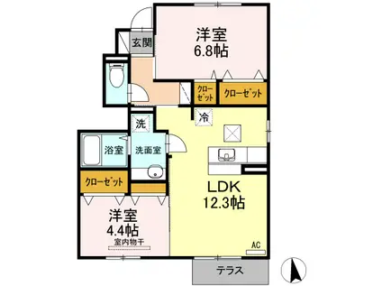 エルソル(2LDK/1階)の間取り写真