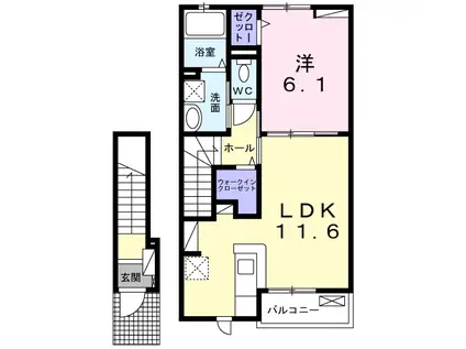 サンシャイン スズ(1LDK/2階)の間取り写真