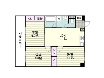 ドミール西田(3LDK/2階)の間取り写真