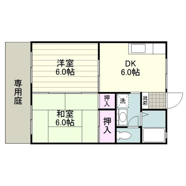 セジュール宇宿台(2DK/1階)の間取り写真