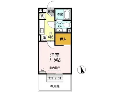 モナリエILL(1K/1階)の間取り写真