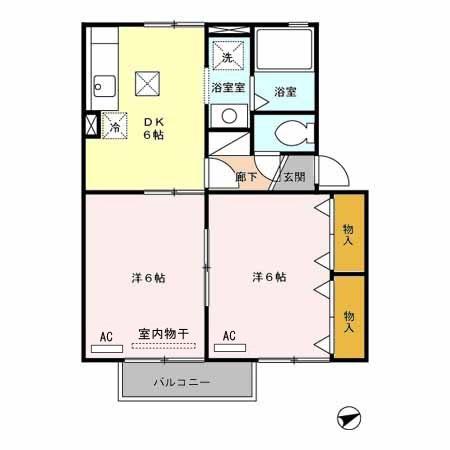 セジュールエクセラ(2DK/1階)の間取り写真