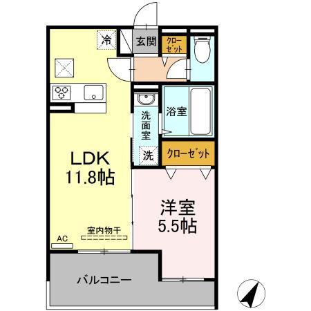M&S RESIDENCE(1LDK/1階)の間取り写真