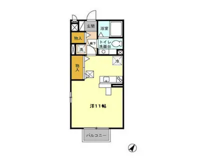 モナリエS・W(ワンルーム/2階)の間取り写真