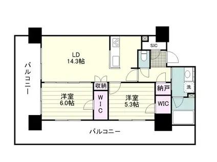 RJRプレシア鹿児島駅前(2LDK/8階)の間取り写真