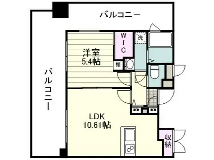 リアンシエルブルー高麗(1LDK/10階)の間取り写真
