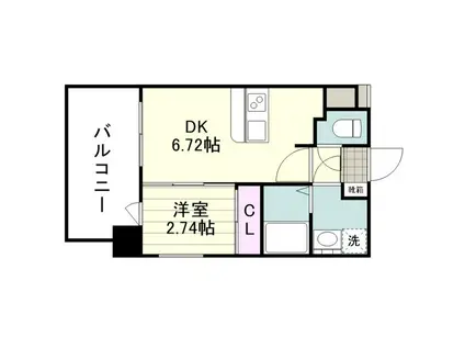 リアンシエルブルー高麗(1DK/8階)の間取り写真