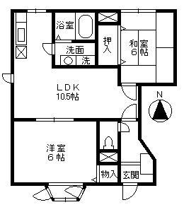 ジュウェルT(2LDK/1階)の間取り写真