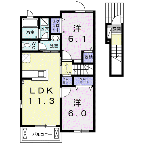 サニーヒルズⅡ(2LDK/2階)の間取り写真