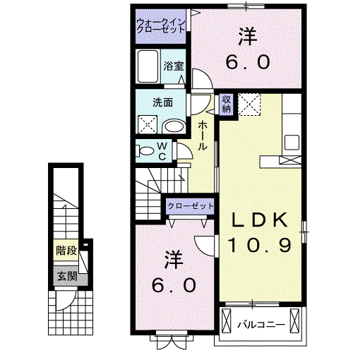 ルミナス・メゾンⅡ(2LDK/2階)の間取り写真