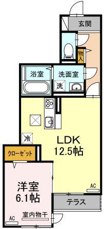 エルレープⅢ(1LDK/2階)の間取り写真
