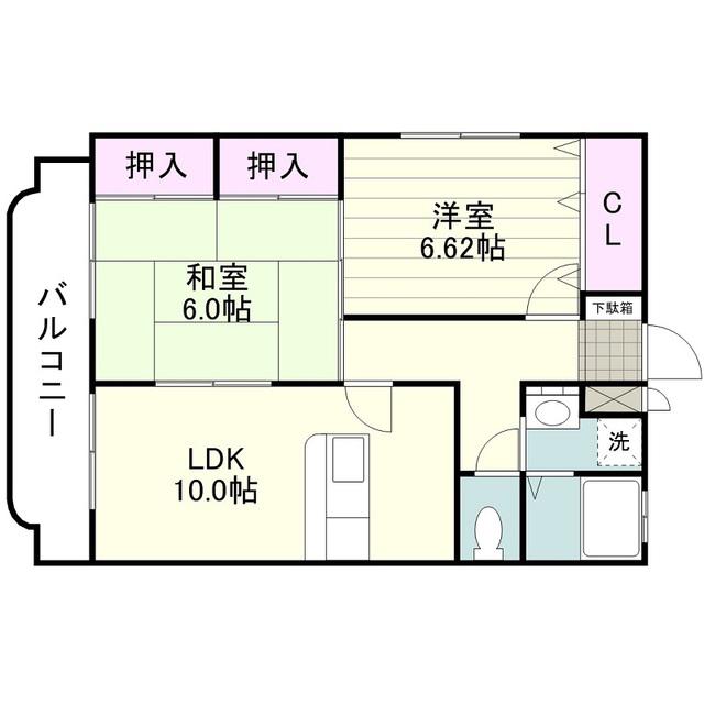 グレイス魚見(2LDK/1階)の間取り写真