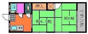 コーポ迫(2K/2階)の間取り写真