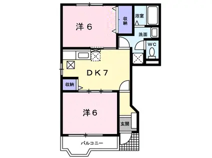 クレスト-ル光Ⅰ(2DK/1階)の間取り写真