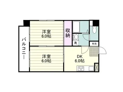 Kビル(2DK/3階)の間取り写真