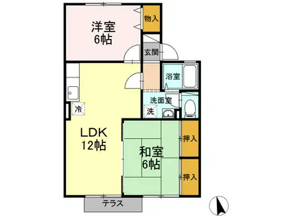 セジュール上野(2LDK/1階)の間取り写真