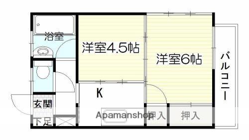 東谷山Nビル(2K/4階)の間取り写真