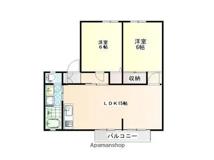 スカイヒルズ清和(2LDK/2階)の間取り写真