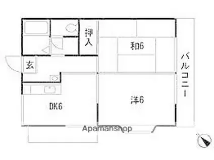 スカイパレスTABATA(2DK/2階)の間取り写真