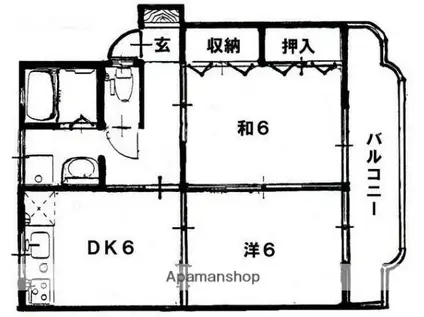 スカイパレスTABATA(2DK/2階)の間取り写真