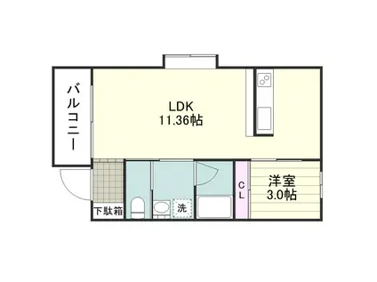 フェリジータ下荒田(1LDK/4階)の間取り写真