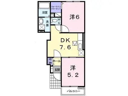 エレガンテ・サカエ(2DK/1階)の間取り写真