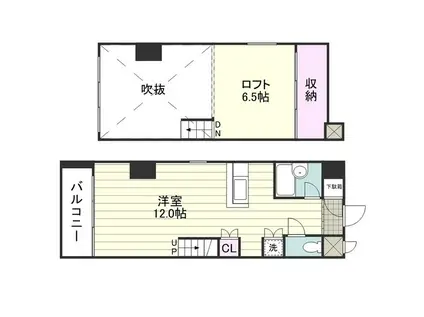 DUPLEX(ワンルーム/2階)の間取り写真