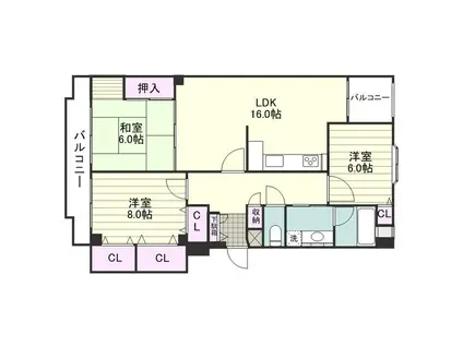 メモリーハイツ・ヨネックス(3LDK/2階)の間取り写真
