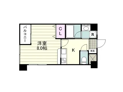 グリーンコート鴨池(1K/2階)の間取り写真