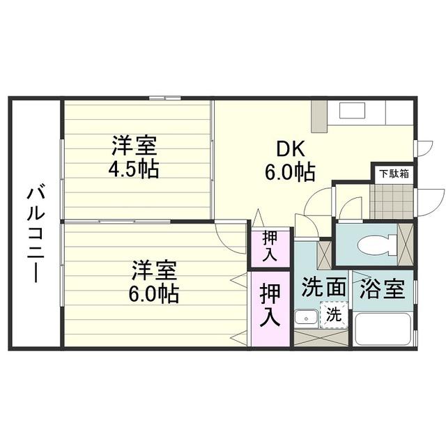 リリエンベルグ(2DK/2階)の間取り写真